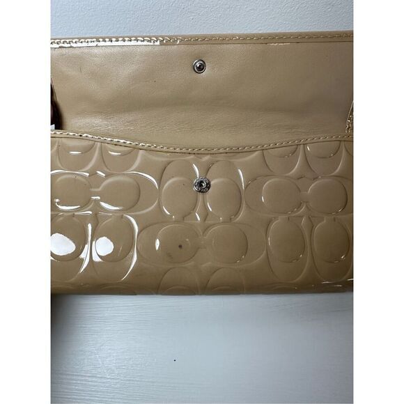 Coach patent leather camel tan women’s wallet size 8”x4” #M-1371 - Picture 7 of 10